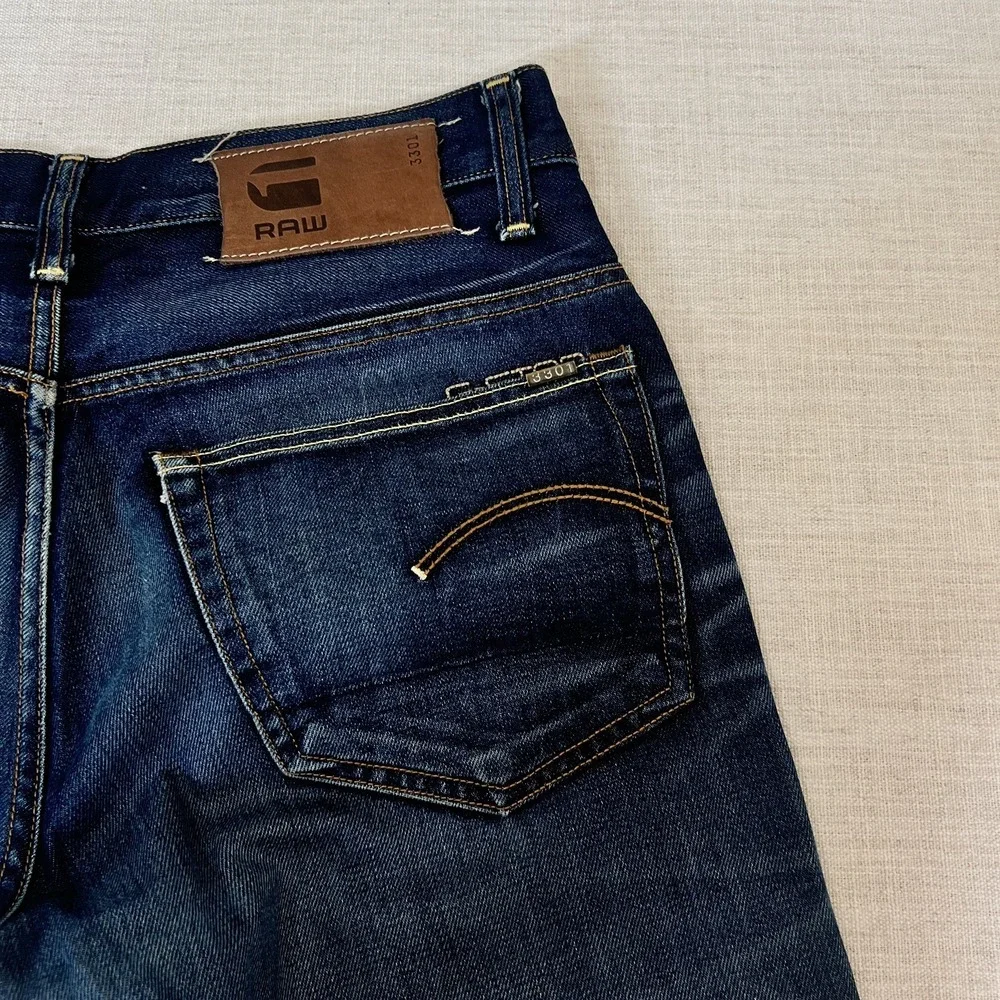 G-Star Raw '3301 STRAIGHT' Mens Straighg Dark Blue Button Fly Size W36 L34